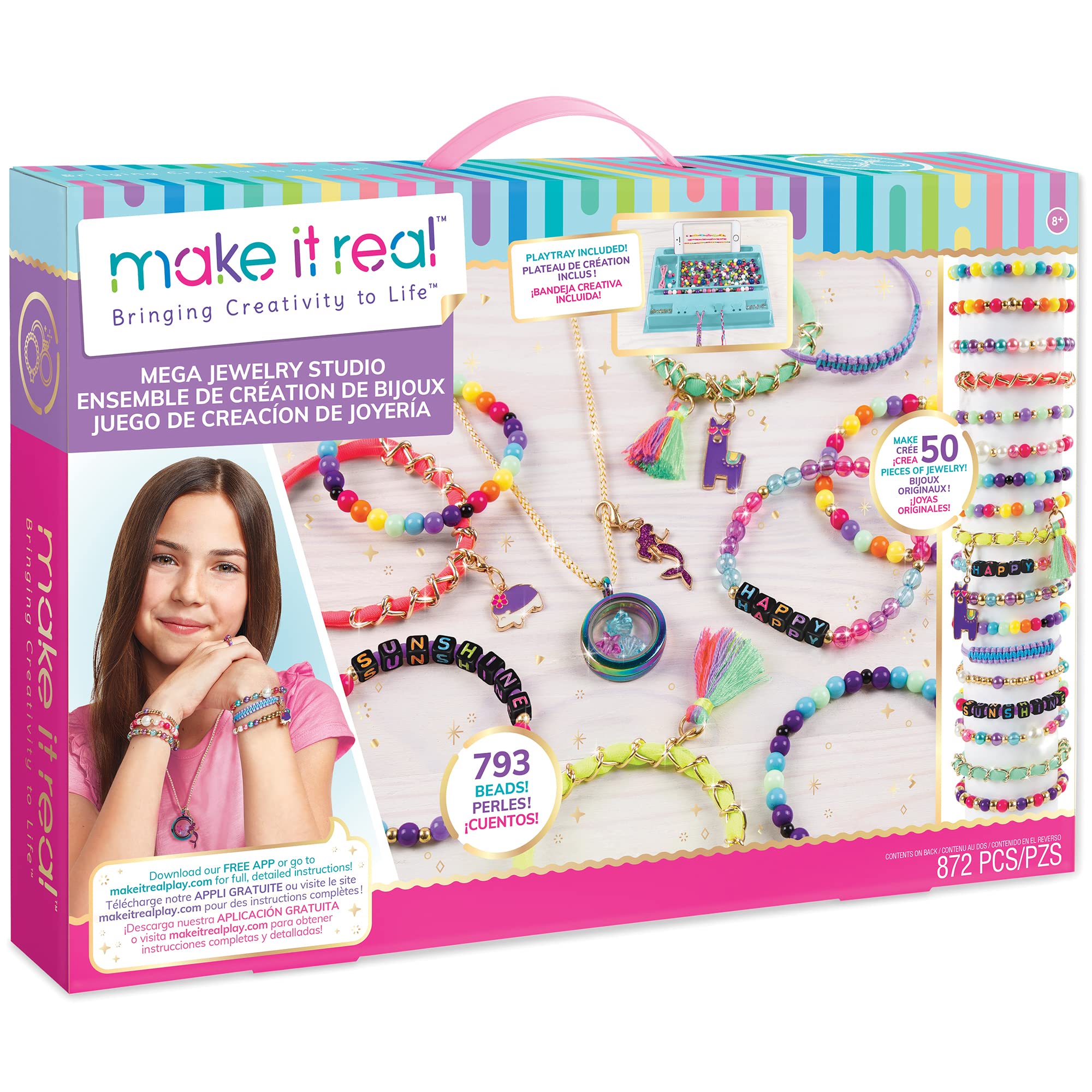 Make It Real 1515 2901515 Mega, DIY Craft Set, Jewellery Design, Necklaces and Bracelets, Creative Kit for Children, Multi-Coloured