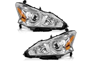 WEELMOTO Halogen Headlights for 2013-2015 Altima 4Dr Sedan Headlight Assembly Pair Replacement for 13 14 15 Altima Chrome Housing Amber Reflector (DOES NOT FIT XENON/HID)