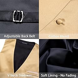 Barry.Wang Mens Gold Formal Suit Vest V-neck Slim
