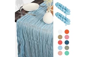 2 Pack Table Runners - SGAOFIEE 10ft Baby Blue Cheesecloth Table Runner,35x120 inches Boho Table Runner,Rustic Sheer Table Decor for Romantic Bridal Shower, Baby Shower(Baby Blue)