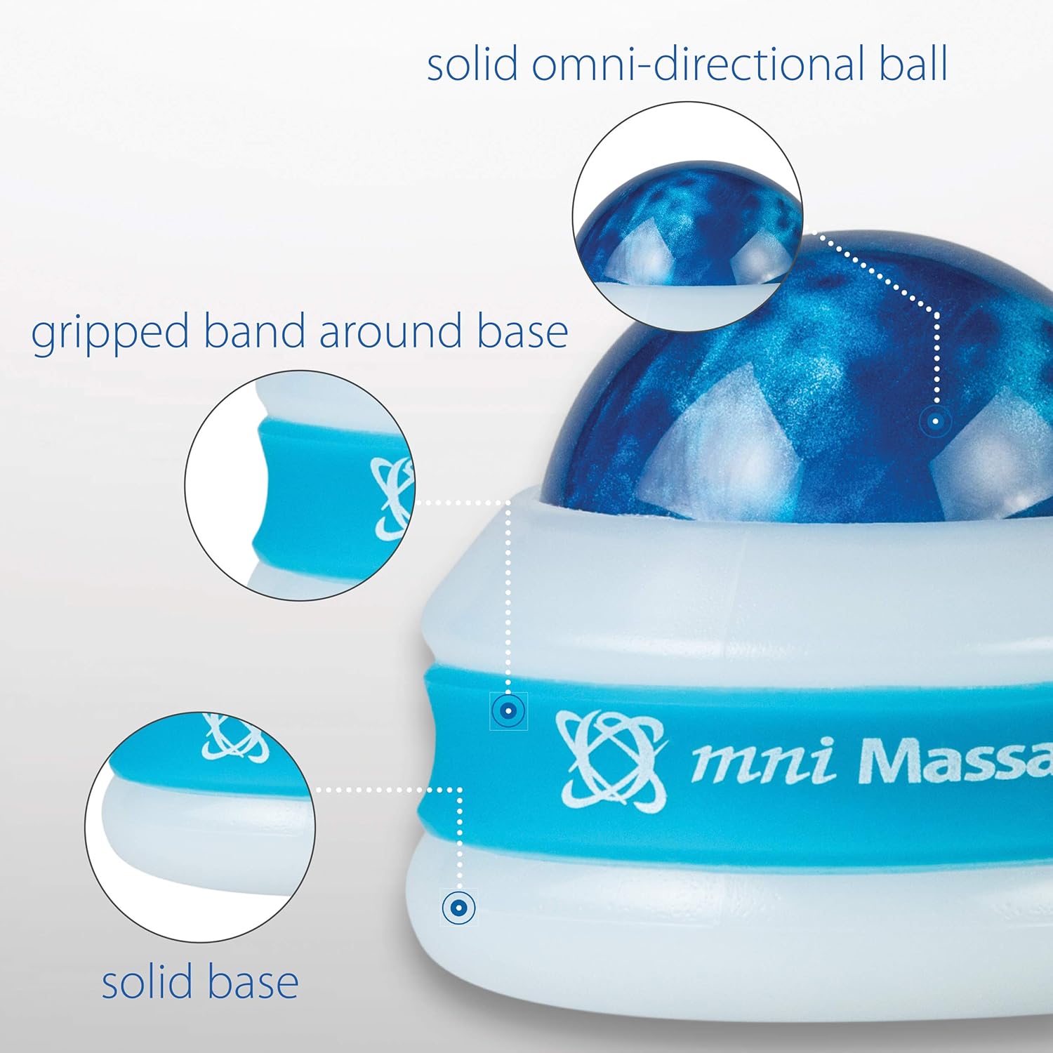 Core Products Mini Omni Massage Ball Manual Roller Massager for Self Massage Therapy Tool, White Cap - Blue: Health & Personal Care