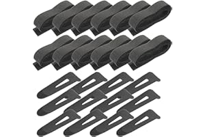 INOOMP 12 Sets Adjustable Black Jacket Cuff Closure Bands Hook and Loop Sleeve Fasteners for Winter Hiking