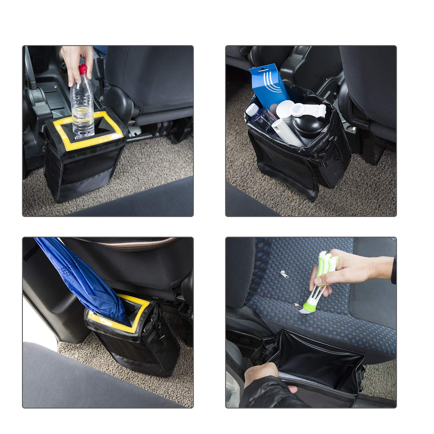 Sumworld Car Trash Can Hanging Automobile Garbage Bag with Lid and Storage Pockets Automotive Litter Container for Vehicle Car Seat Organizer