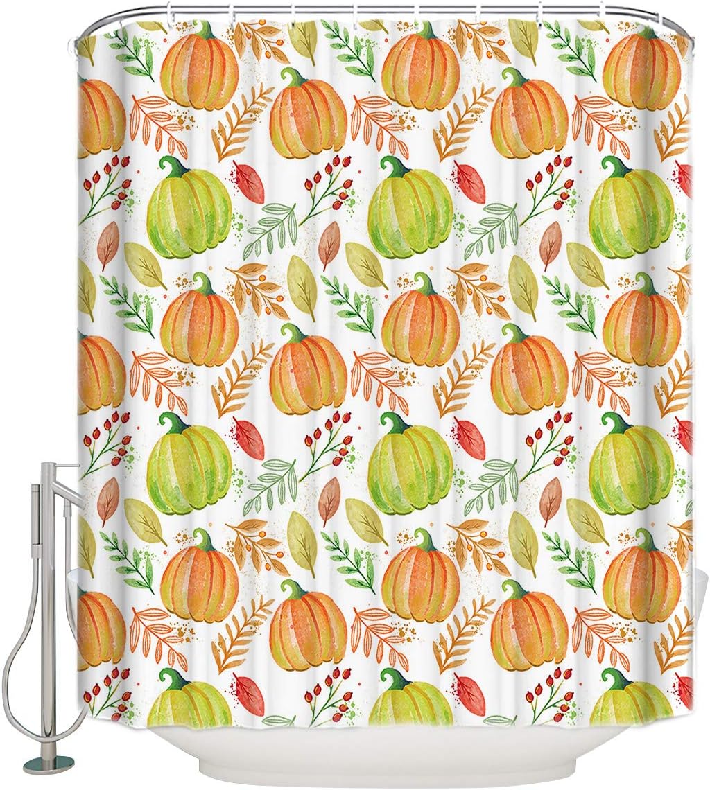 Royalreal Autumn Theme Shower Curtain with 12 Hooks