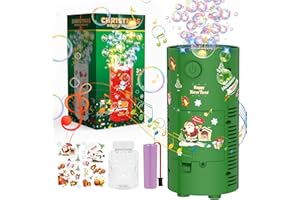 P PANACARE PANACARE Christmas Fireworks Bubble Machine Automatic Bubble Blower Toy 13 Holes/LED Lights/Music /80ml Bubble Solution Bubble Maker for Kids Outdoor Party Birthday Gifts Wedding Christmas New Year