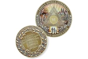 ATERECOSP Family Strength 6 Year Sobriety Coin - Inspirational Recovery Token for Alcoholics Anonymous, AA Chips & Medallion, Celebrate Sober Milestones Sobriety Gifts for Men, Women & Family