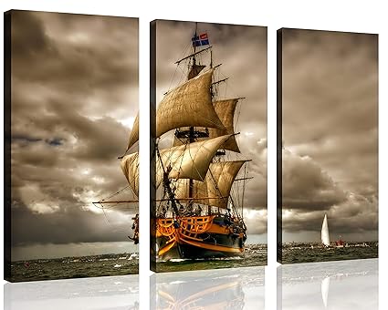 Amazon Com Qicai 3 Panel Pirate Decor Pirate Ship Decor