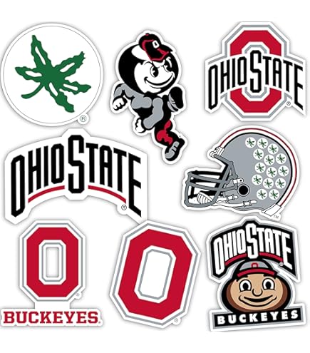 MAGNET 4 Pack: 1.25 inch Round BLACK Buckeye Helmet Sticker ( Ohio Leaf State Cell Logo) Magnetic vinyl bumper sticker sticks to any metal fridge, car, signs
