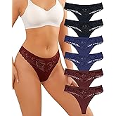 LEVAO Lace Thongs for Women Low Waisted Underwear No Show G-String Panties Multipacks S-XXL