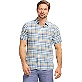 Izod Mens Short Sleeve Madras Button Down Shirt