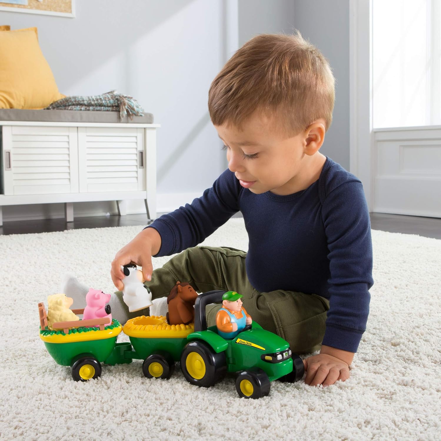 TOMY John Deere Animal Sounds Hayride Preschool Toy: Toys & Games