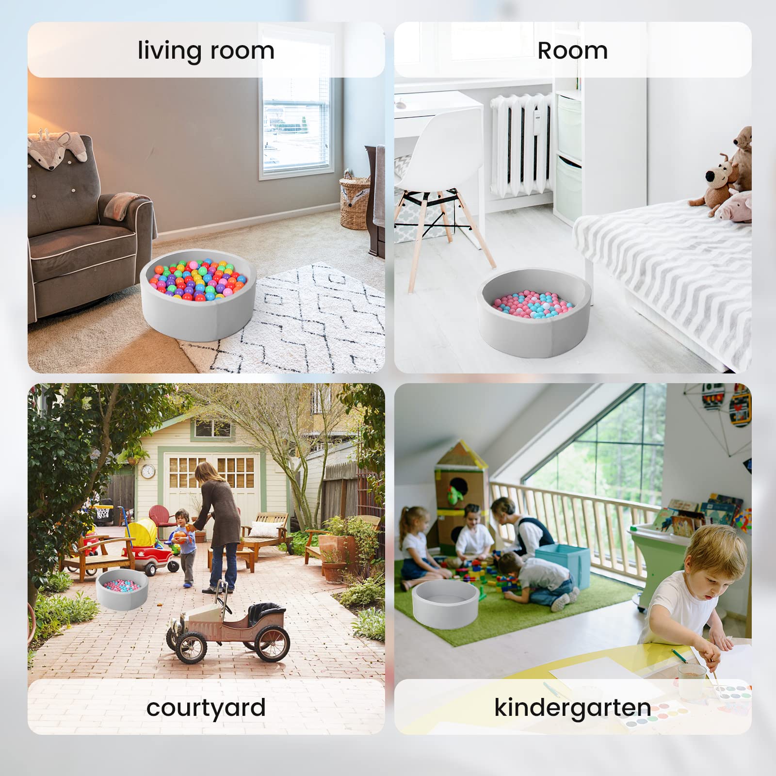 WINTECY Small Memory Foam Ball Pit for Kids, Soft Ball Pool Round Ball Pit for Toddlers Play(Balls are NOT Included)