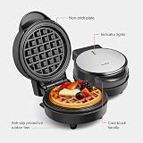 VonShef Mini Waffle Maker 600W 12.5cm Non-Stick Plates Black view 5