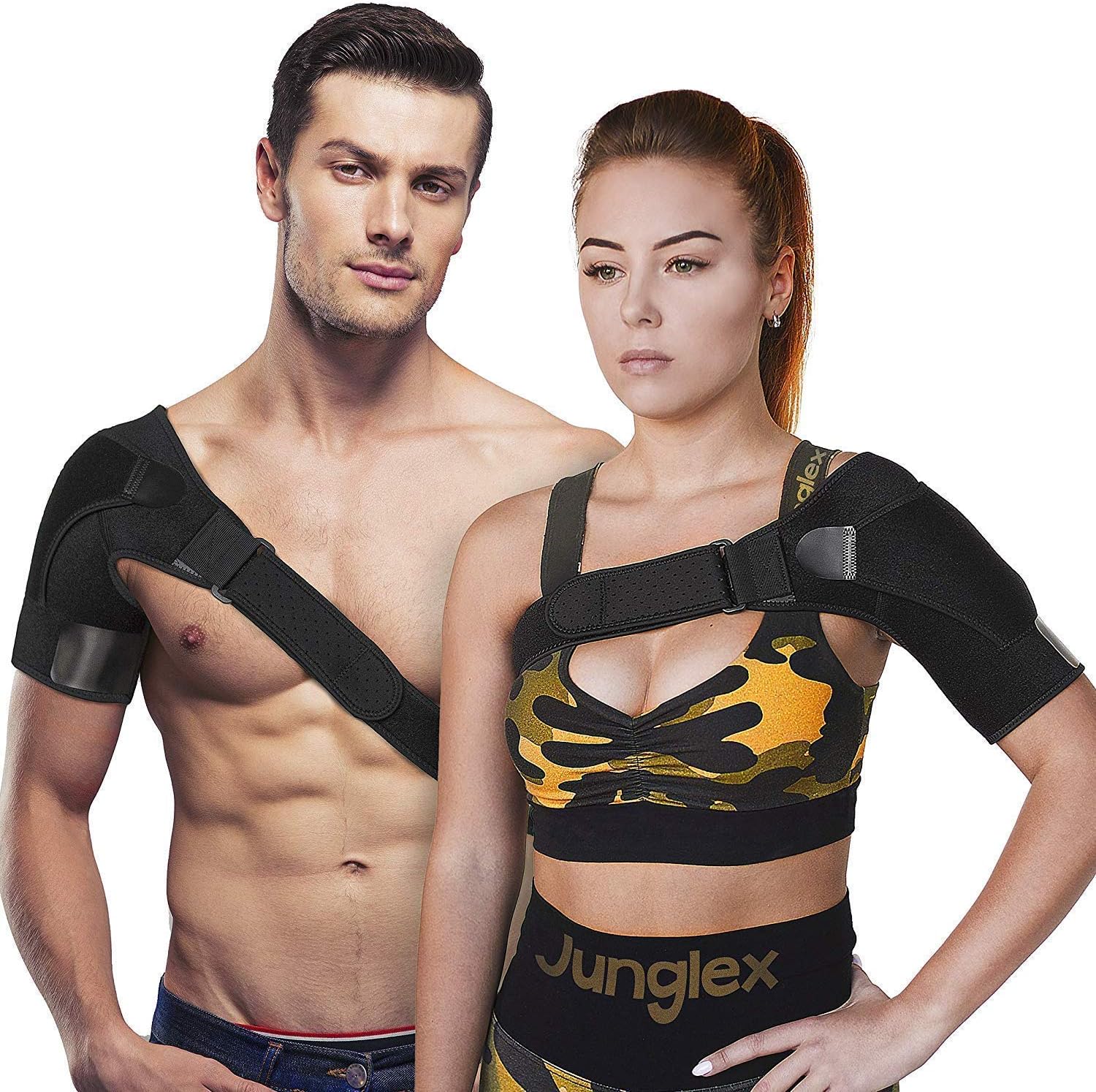 Junglex Shoulder Support Brace for Women and Men - 100% Adjustable Shoulder Sling for Torn Rotator Cuff, Stability and Compression Sleeve – Immobilizer Strap
