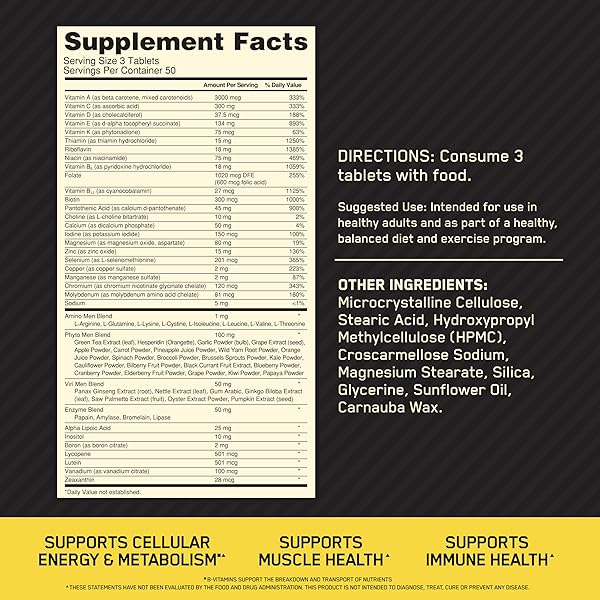OPTIMUM NUTRITION OPTI-MEN, VITAMIN C, ZINC AND VITAMIN D, E, B12 FOR IMMUNE SUPPORT MENS DAILY MULTIVITAMIN SUPPLEMENT, 150 COUNT (PACKAGING MAY VARY)
