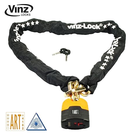 Vinz Kettenschloss | Kette Locker Schloß | Motorradschloss Rollerschloss Panzerschloss | 120-200 cm x ø10,5mm (200cm)