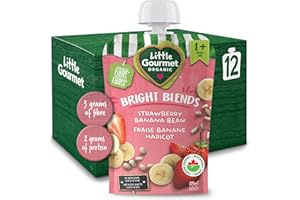 Little Gourmet Organic Toddler Snack Bright Blends Strawberry Banana Bean, 113ml (12 Pack)