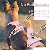 HEELE Dog Harness No Pull Reflective with Padded Handle M Pink 2 Rings view 7