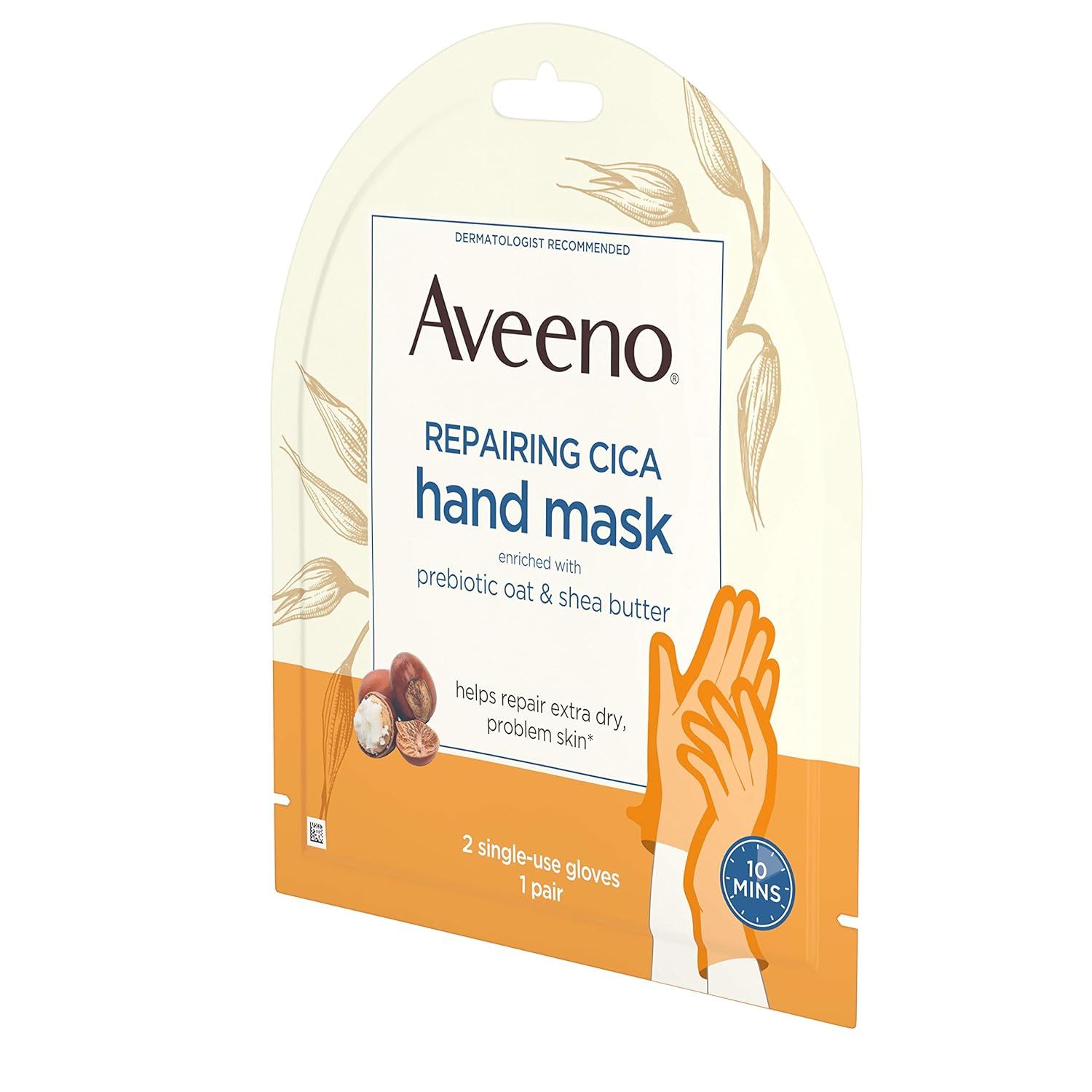 Aveeno Repairing CICA Hand Mask with Prebiotic Oat and Shea Butter for Extra Dry Skin, Paraben-Free and Fragrance-Free, 1 Pair of Single-Use Gloves (Pack of 5) : Beauty