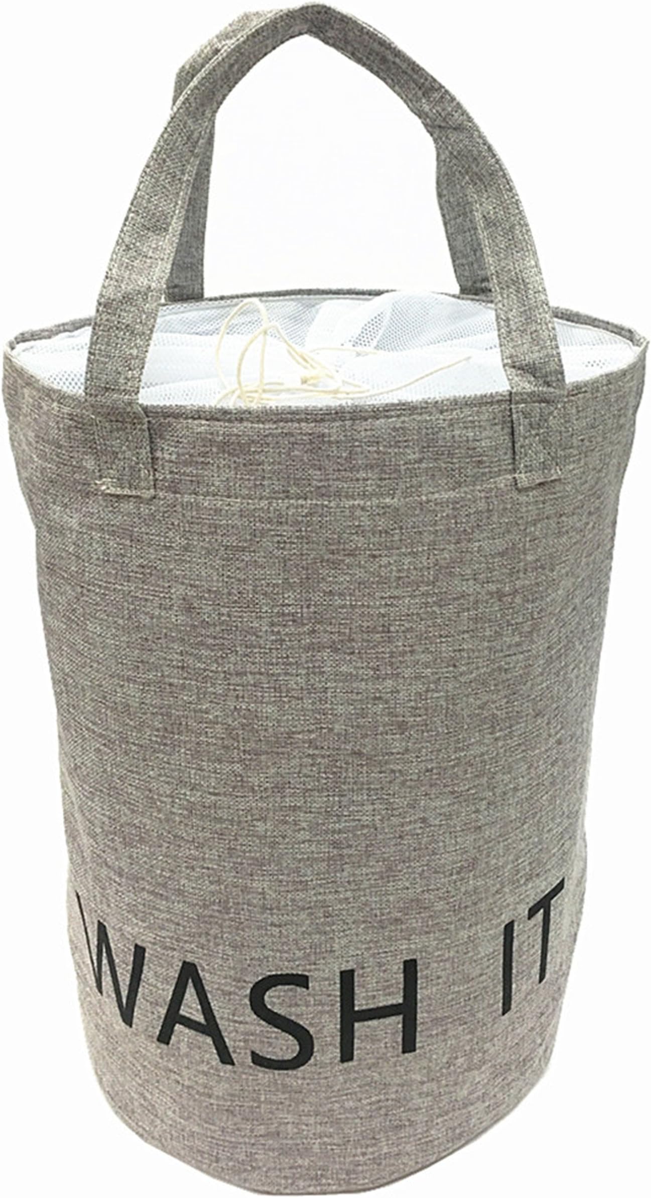 TIBAOLOVER 19.7 Inch Large Size 100% Natural Linen Laundry Hamper Laundry Basket with Long Handles Perfect for College Dorms,Kids Room & Bathroom(malange Grey)