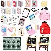 ONEST 34 Pieces Doll House School Supplies Mini School Accessories Dollhouse Toy Home Miniature Model DIY Doll Accessories