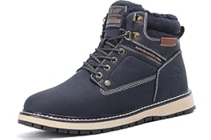 ARRIGO BELLO Mens Winter Boots Snow Casual Booties Warm Fur Mesh Lined Ankle Outdoor Lightweight Non-Slip Trekking Walking Leather Shoes