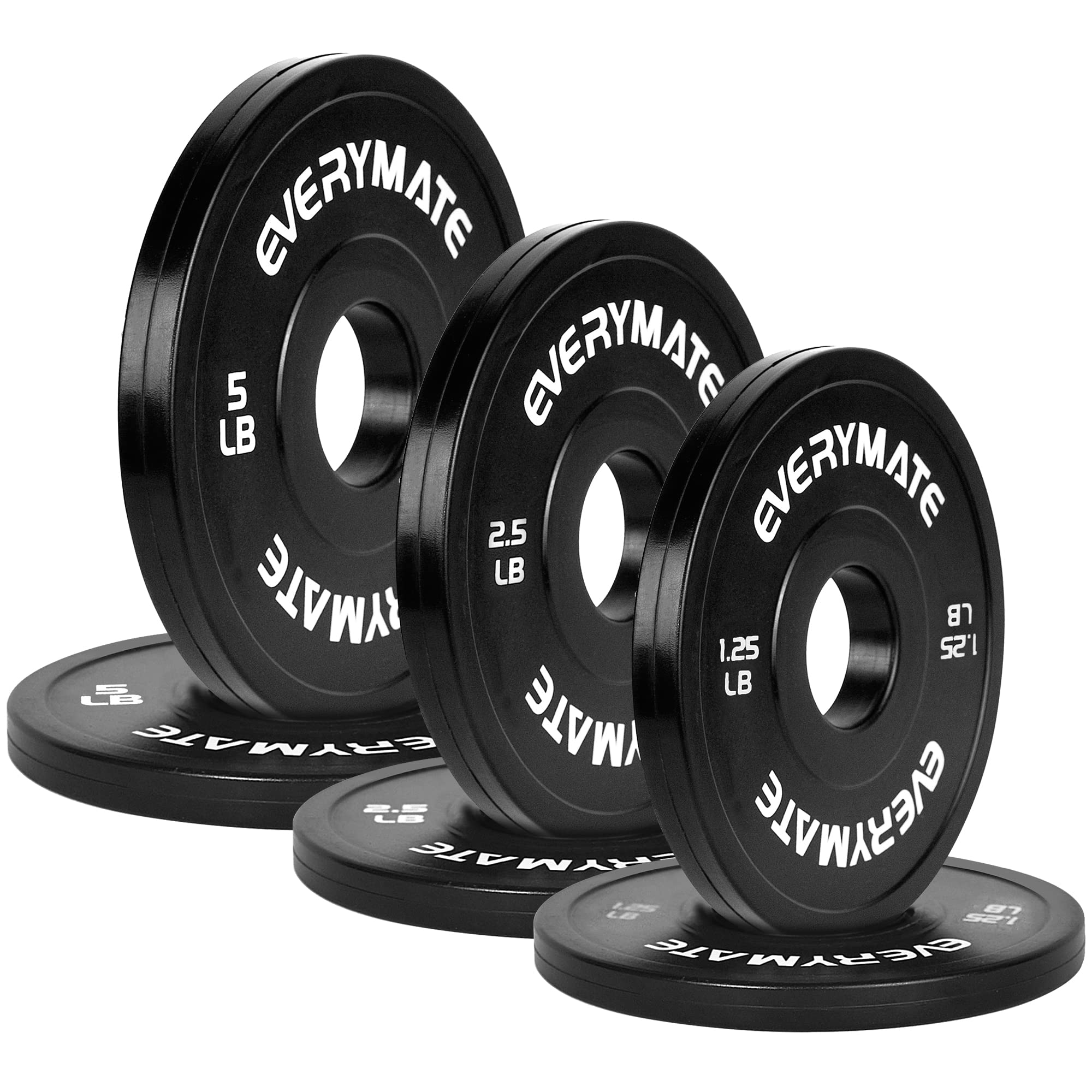 Photo 1 of EVERYMATE Black Change Weight Plates - 1pcx1.25LB, 2pcx 2.5LB, 2pcx 5LB Combo Set - Fractional, Olympic Bumper Plates for Cross Training, Steel Insert Strength Training
