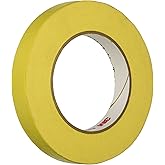 3M 06652 Automotive Refinish Masking Tape, 250 Degree F Performance Temperature, 28 lbsin Tensile Strength, 55m Length x 18mm Width, Yellow (Case of 12 Rolls)