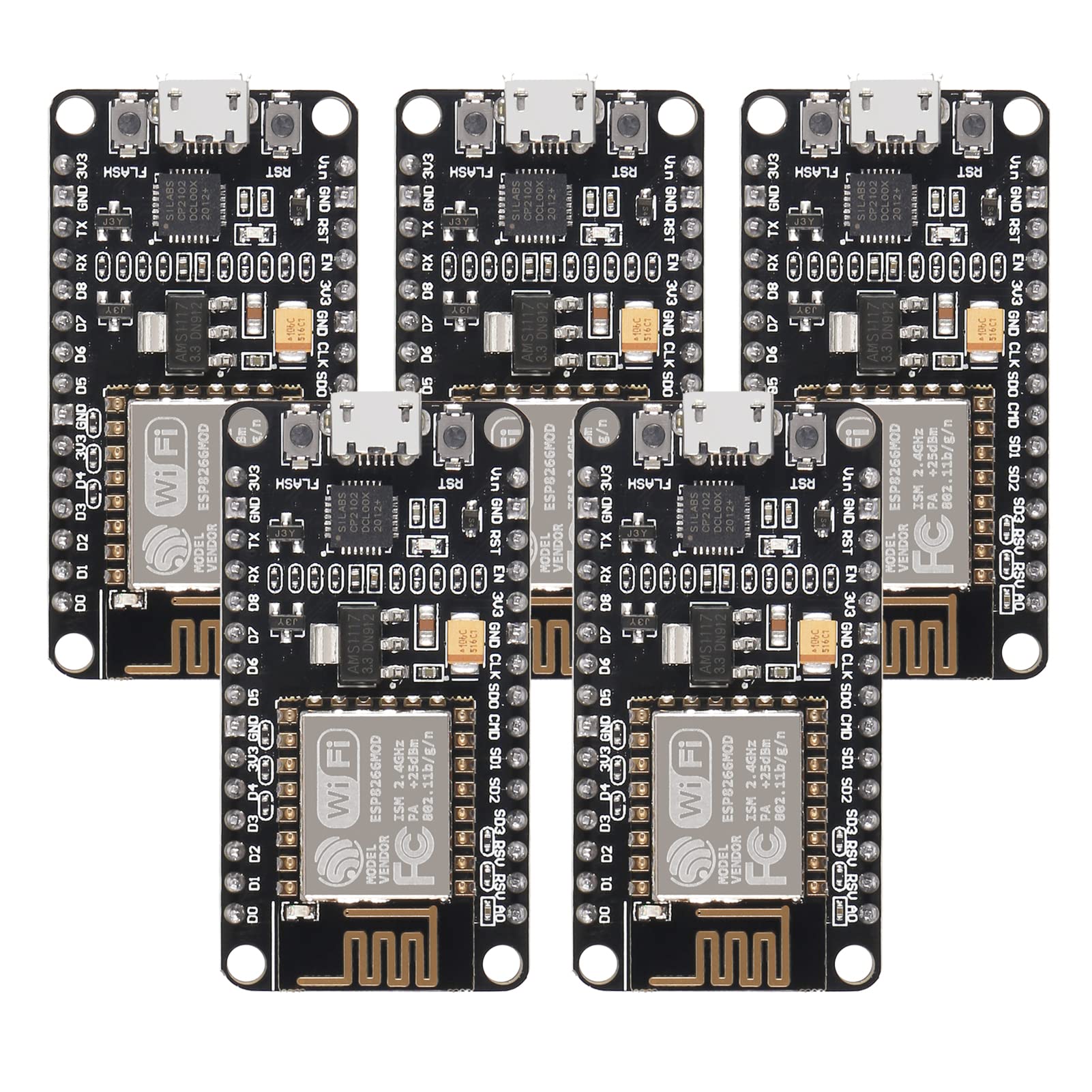 AITRIP 5pcs for NodeMCU ESP8266 CP2102 ESP-12E Internet WiFi Development Board Open Source Serial Wireless Module Works Great for Arduino IDE/Micropython