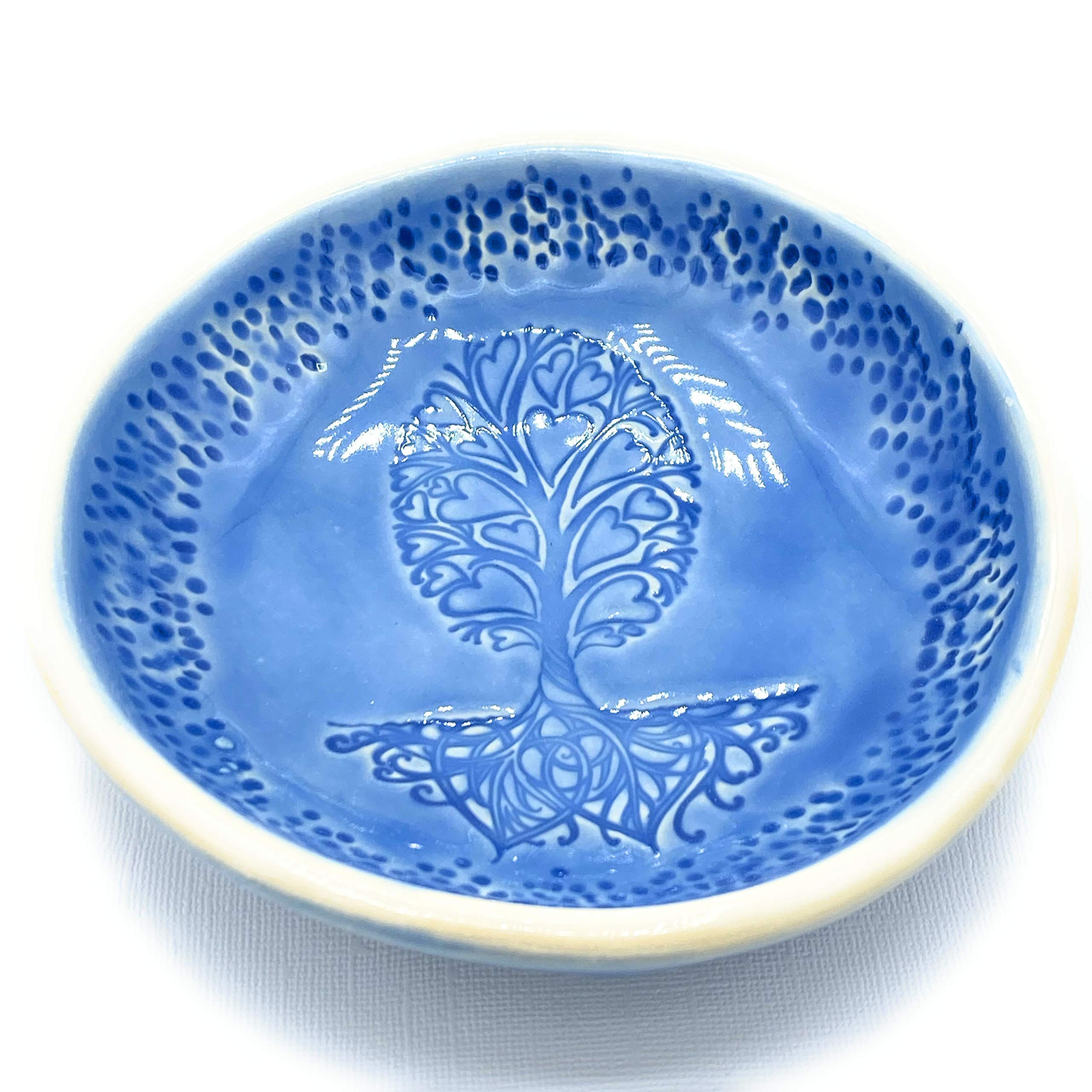 B JANECKA Tree of Hearts Bowl, 6 x 1 Inches, Handmade in USA, Pottery 9th Anniversary Gift