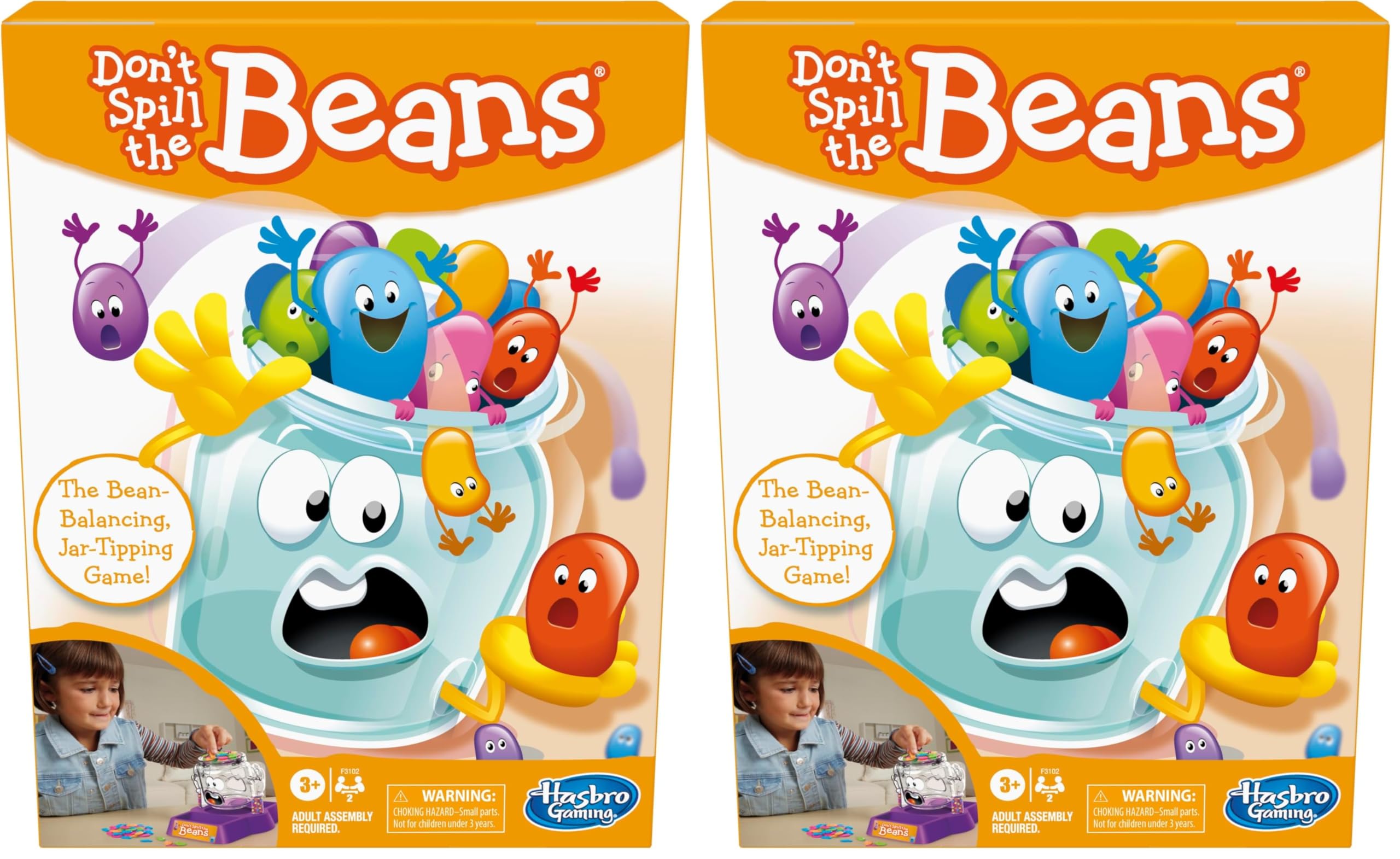Hasbro Gaming Don't Spill The Beans Game for Kids, Easy and Fun Balancing Game for Children Ages 3 and Up, Preschool Games for 2 Players, Kids Board Games (Pack of 2)