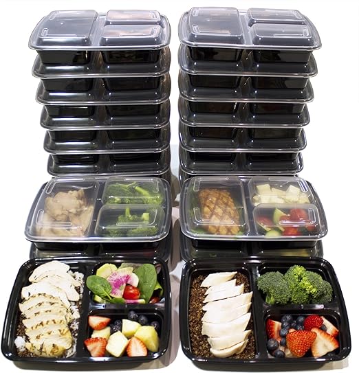 3 Compartment Meal Prep Containers BPA 