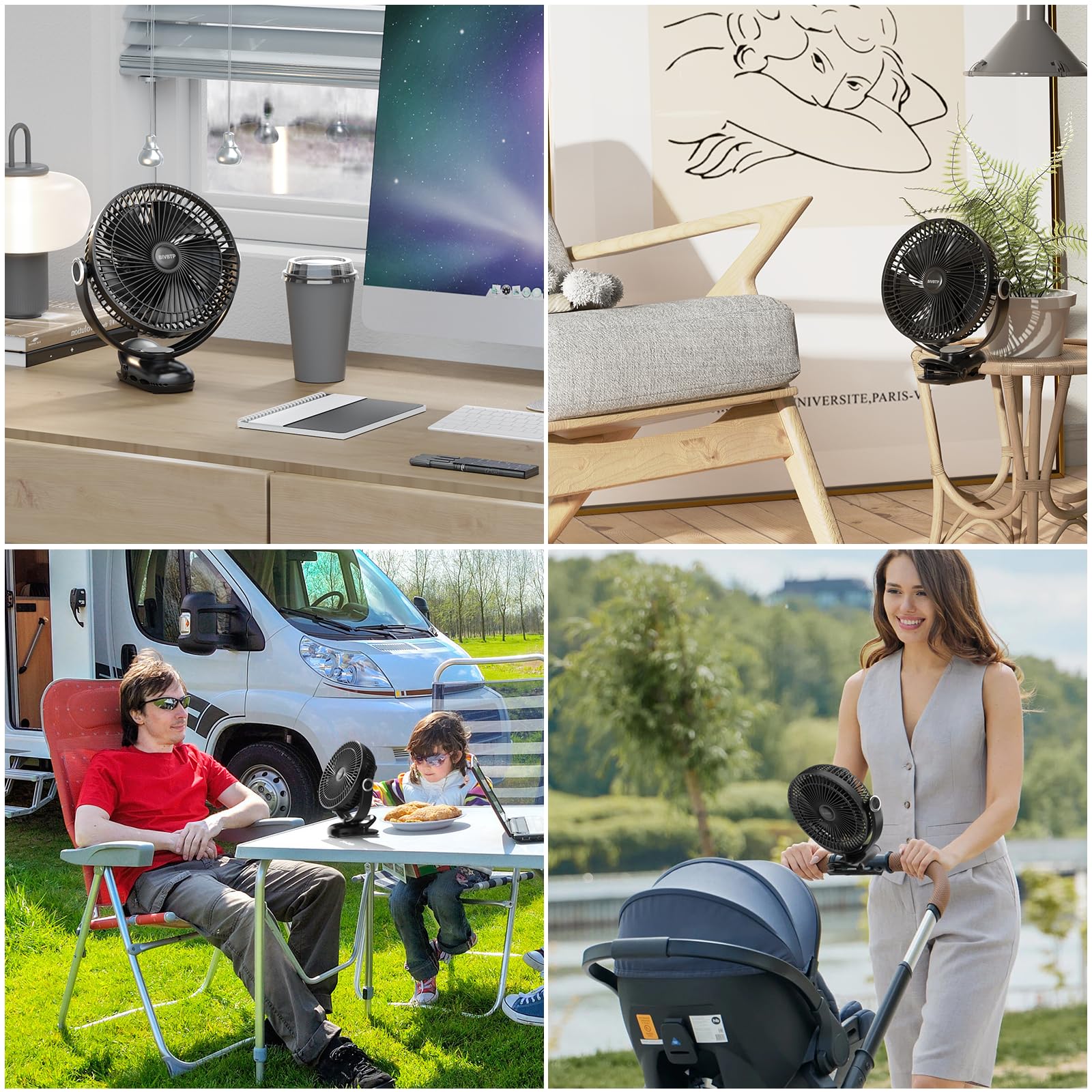 12000mAh Clip on Fan 30H Longest Runtime, 8in Portable Fan Rechargeable, Ultra Quiet with Heavy-Duty Clamp, USB Desk Fans for Golf Cart,Office Desk, Treadmill, Camping, Bedroom