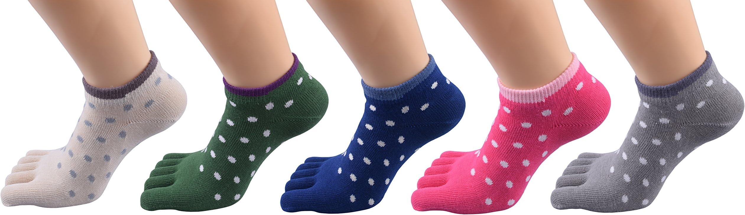 TESOONWomens Cotton Low Cut Toe Socks Athletic Running Five Fingers Socks 5 Pack