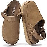 Project Cloud 100% Genuine Leather Clogs for Women - Memory Foam Womens Clogs & Mules with Adjustable Straps - Lightweight Platform Shoes Non-Slip Slides (Goldstar)