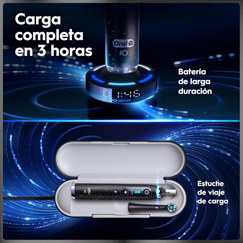 Escova de dentes elétrica oral-b io 10 preta, 3 cabeças de escova, 1 estojo para carregador de viagem, projetado por braun, projetado por braun