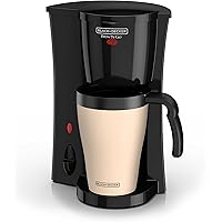 BLACK+DECKER Brew 'n Go Personal Coffeemaker with Travel Mug, Black/Beige, DCM18