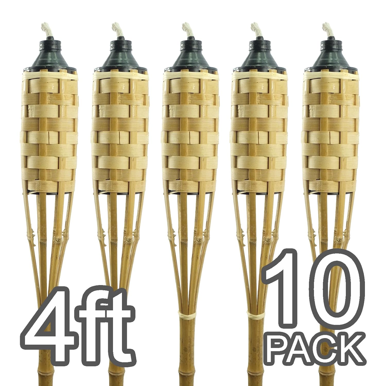 Natural Handmade Bamboo Torches Long Lasting Colourful Light (4Ft