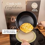 nuovva Non Stick Frying Pan Induction Saute Pan 28cm with Lid Copper Marble view 5