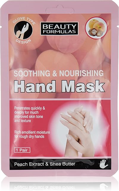 Beauty Formulas Soothing Nourishing Hand Mask 1 Pair Peach Shea Butter Dry Skin