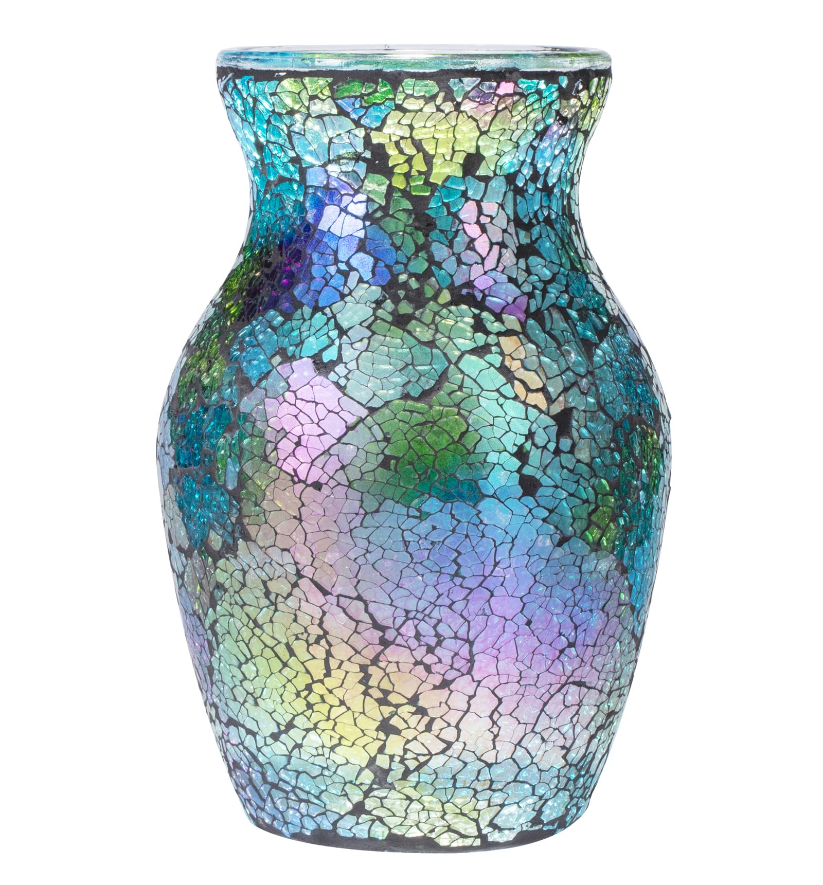 ZHIPINHUI 8" H Mosaic Vase Glass Vase,Decorative Flower Vase,Decor Home Modern Midsize Mosaic Vase for Bedroom Livingroom Kitchen Office Wedding,Unique Mosaic Glass Vase Gift (Green)