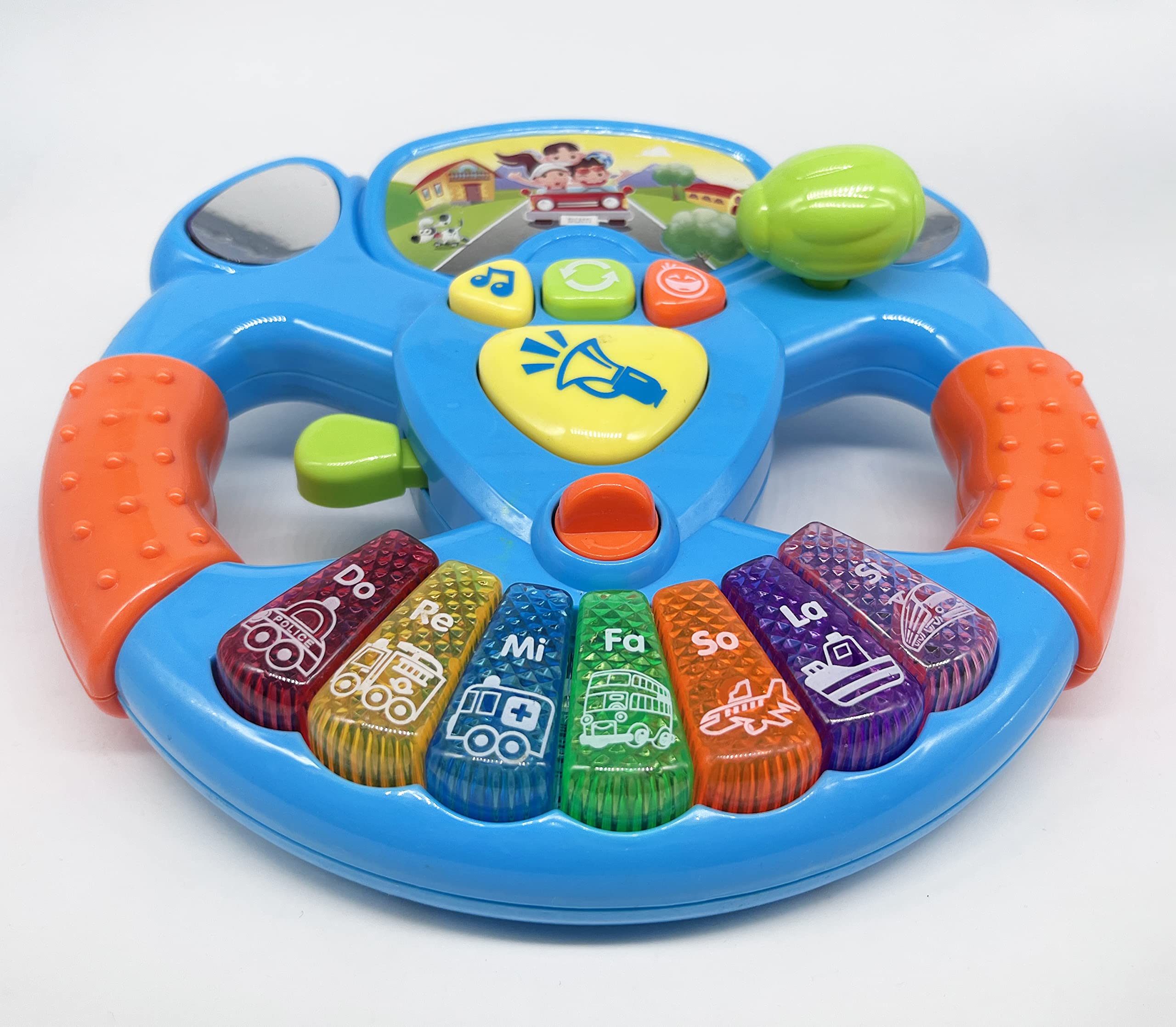 Pretend & Play Steering Wheel Toy - Kids' Driving Simulation. Police, Fire, Ambulance, Bus, Plane, Boat & Train Noises. Toddler's Driving Toy