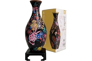 Pintoo 3D Puzzle Vase Unique Flower Vase Made by 160 Curved Plastic Puzzle Pieces House Warming Gift for Flower Arrangements and Home Decoration - [S1031] (Classic, Elegant Floral Print)