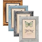 XUANLUO 5x7 Picture Frames Set of 4 Rustic Retro Photo Frame with HD Plastic Cover for Wall Mount and Tabletop Display Family Friends Wedding Gift