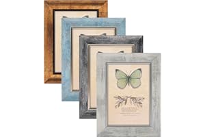 XUANLUO 5x7 Picture Frames Set of 4 Rustic Retro Photo Frame with HD Plastic Cover for Wall Mount and Tabletop Display Family Friends Wedding Gift