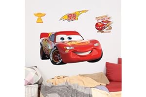 WALL PALZ Disney Pixar Cars Wall Decals - 11" x 19" Lightning McQueen Vinyl Stickers for Bathroom Nursery Bedroom Decor - Peel and Stick Room Decorations