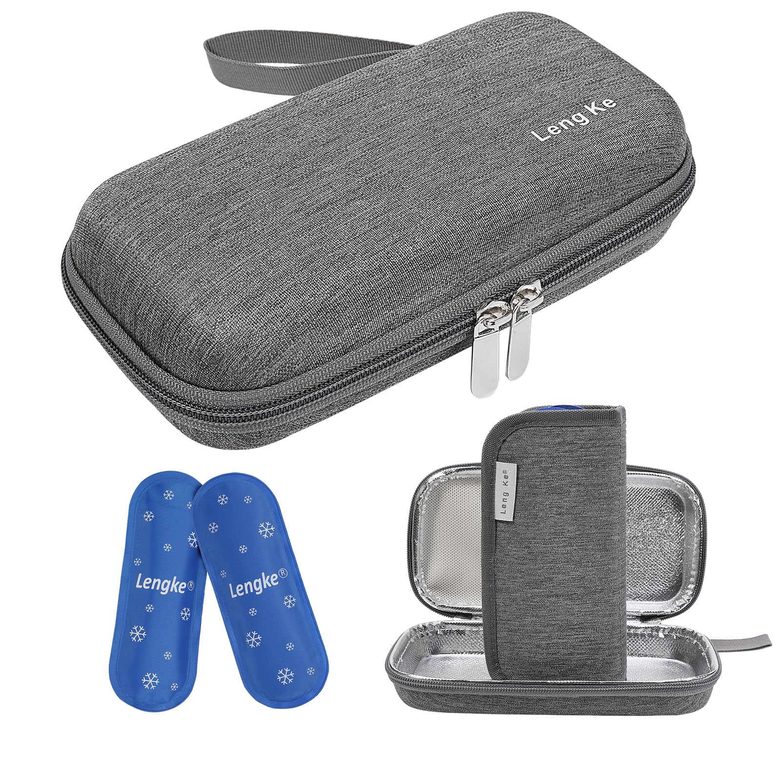 BOMKEE Insulin Cooler Travel Case, Insulated Pouch for Insulin Refrigerated Medicine Organizer Bag Carrying Case Storage Bag with 2 Ice Pack