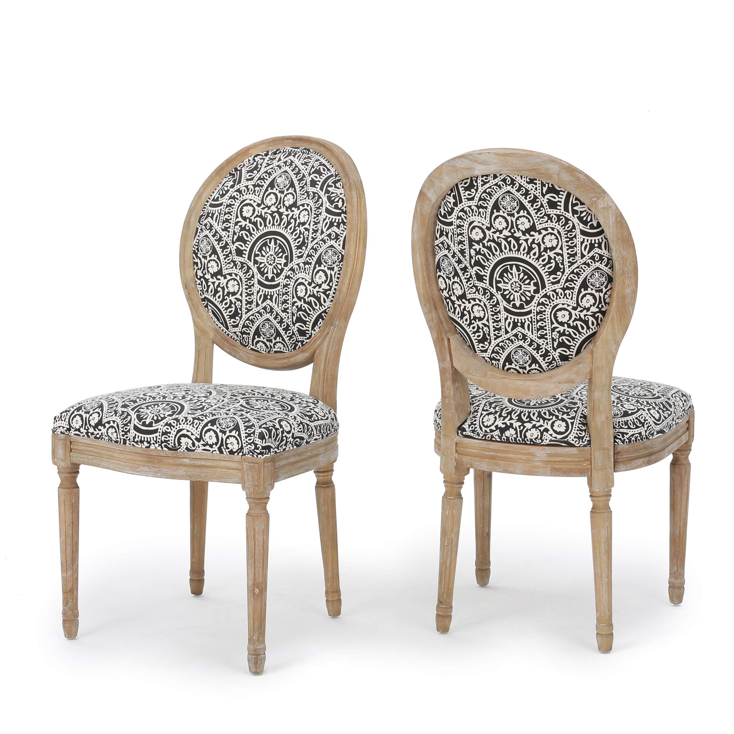 Christopher Knight Home Phinnaeus Fabric Dining Chairs, 2-Pcs Set, Black / White Pattern