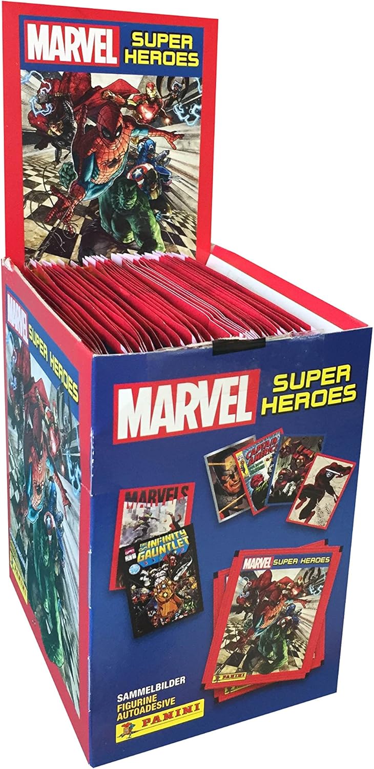 Panini- Caja con 50 cromos Marvel Súper Héroes (003311BOX50E): Amazon.es: Juguetes y juegos