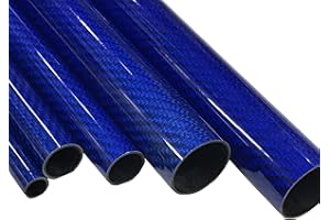 CARBON KEVLAR SUPPLY (2) Blue Carbon Kevlar Fiber Tubes - 25mm x 23mm x 1000mm - 3K Roll Wrapped 100% Carbon Kevlar Fiber Tube Glossy Surface - (2) Tubes